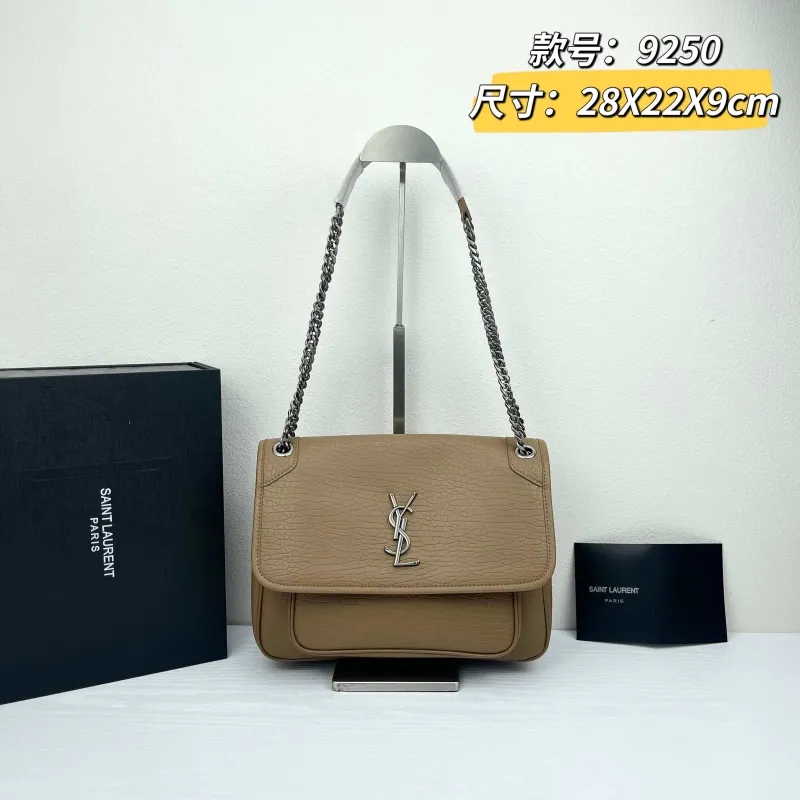 YSL Tan Leather Chain Shoulder Bag 9250 28x22x9cm