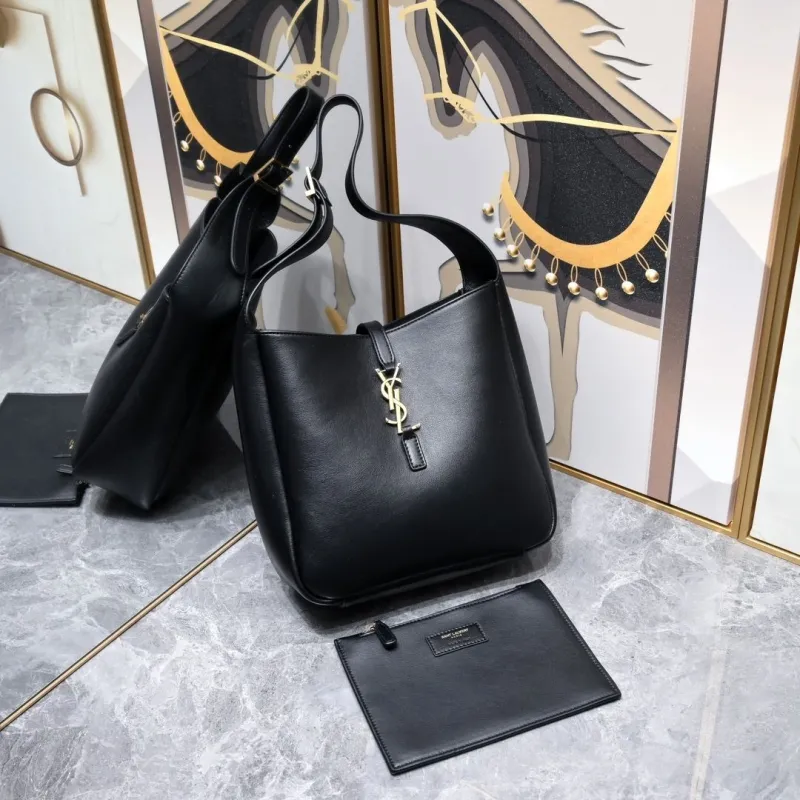 YSL Black Leather Top Handle Bag 441