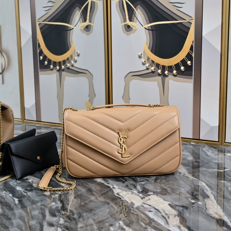 YSL Beige Quilted Top Handle Chain Bag 443