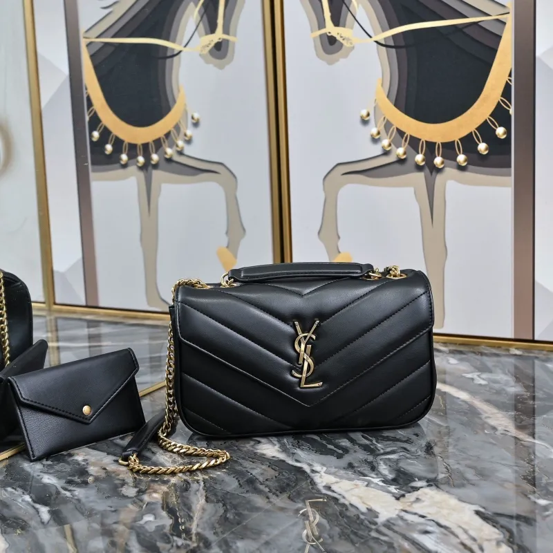 YSL Black Top Handle Chain Bag 445