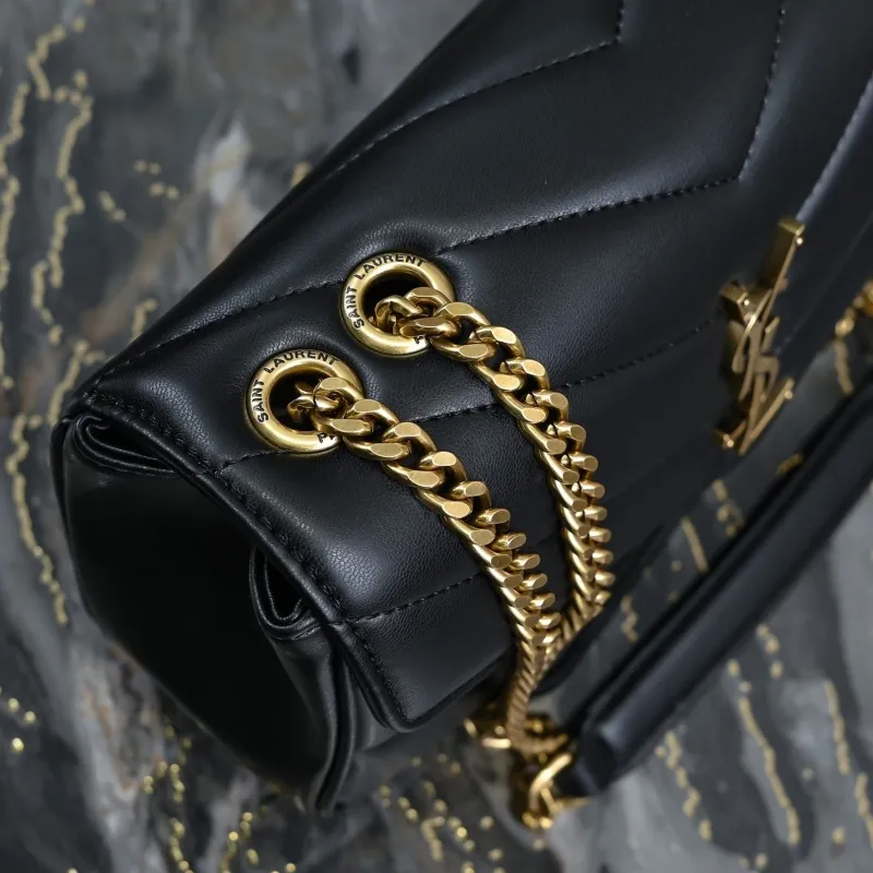 YSL Black Top Handle Chain Bag 445 - Image 3