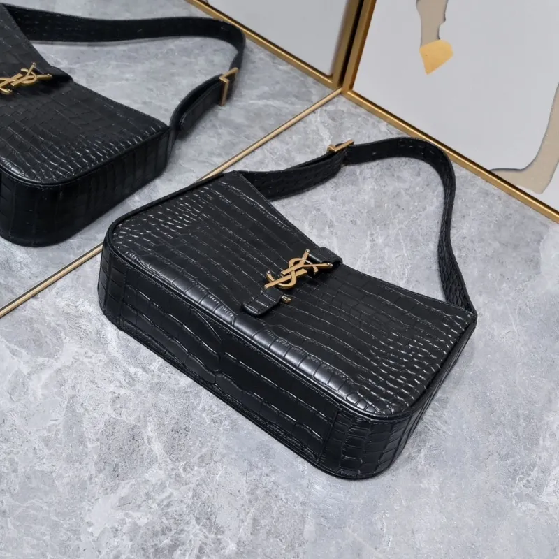 YSL Black Crocodile Embossed Top Handle Bag 447 - Image 3
