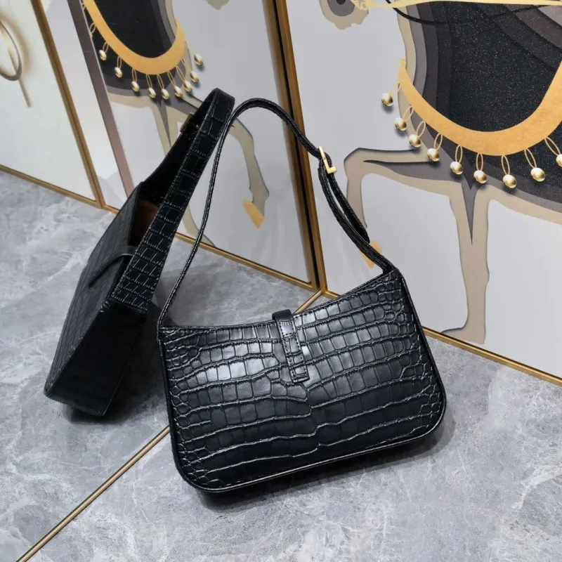 YSL Black Crocodile Embossed Top Handle Bag 447 - Image 4