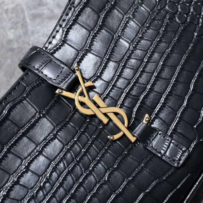 YSL Black Crocodile Embossed Top Handle Bag 447 - Image 5