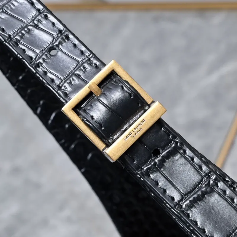 YSL Black Crocodile Embossed Top Handle Bag 447 - Image 6