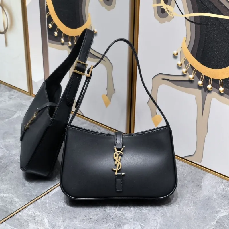 YSL Black Leather Hobo Bag 448
