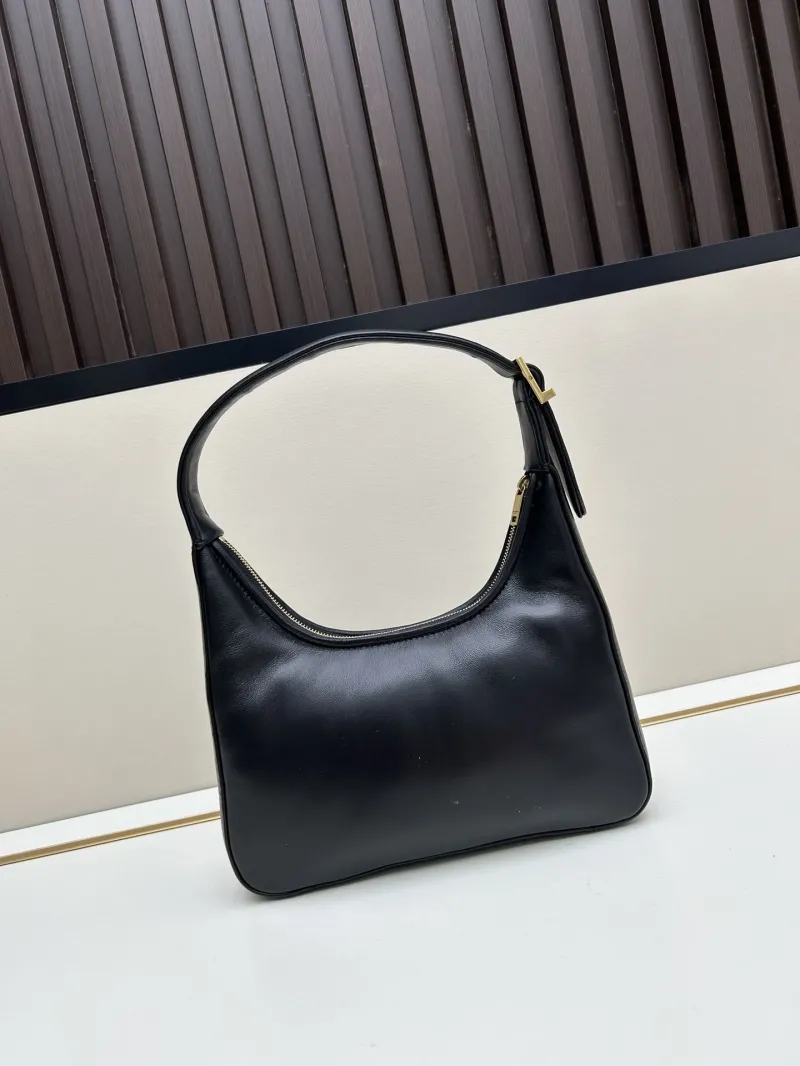 YSL Black Leather Hobo Shoulder Bag 454 - Image 3