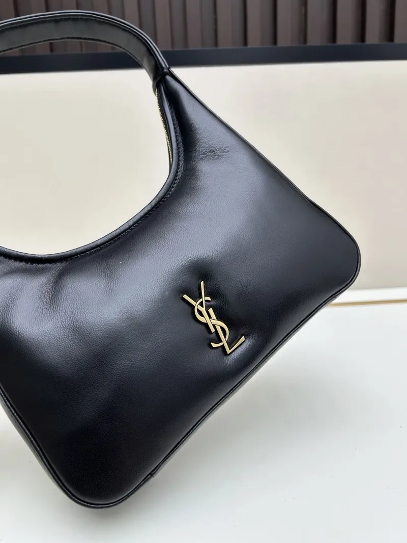 YSL Black Leather Hobo Shoulder Bag 454 - Image 6