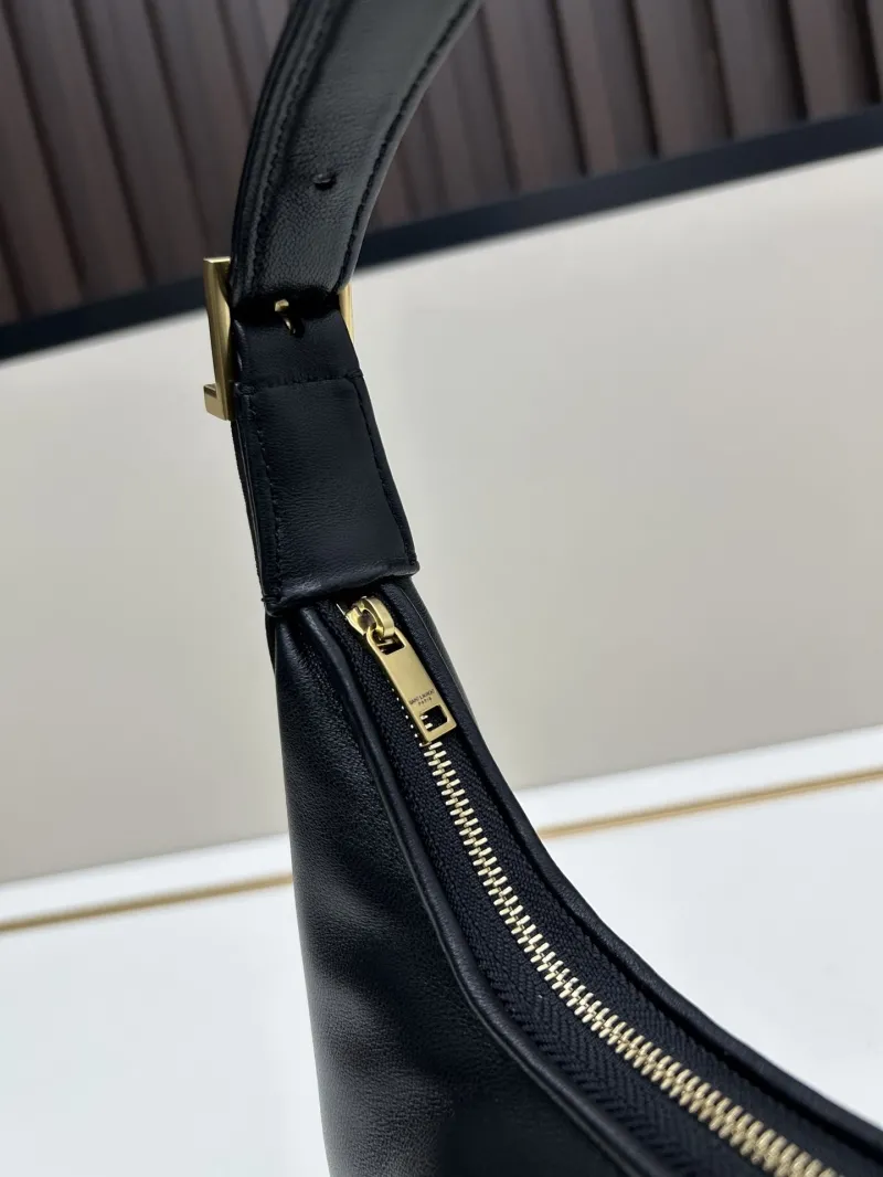 YSL Black Leather Hobo Shoulder Bag 454 - Image 7