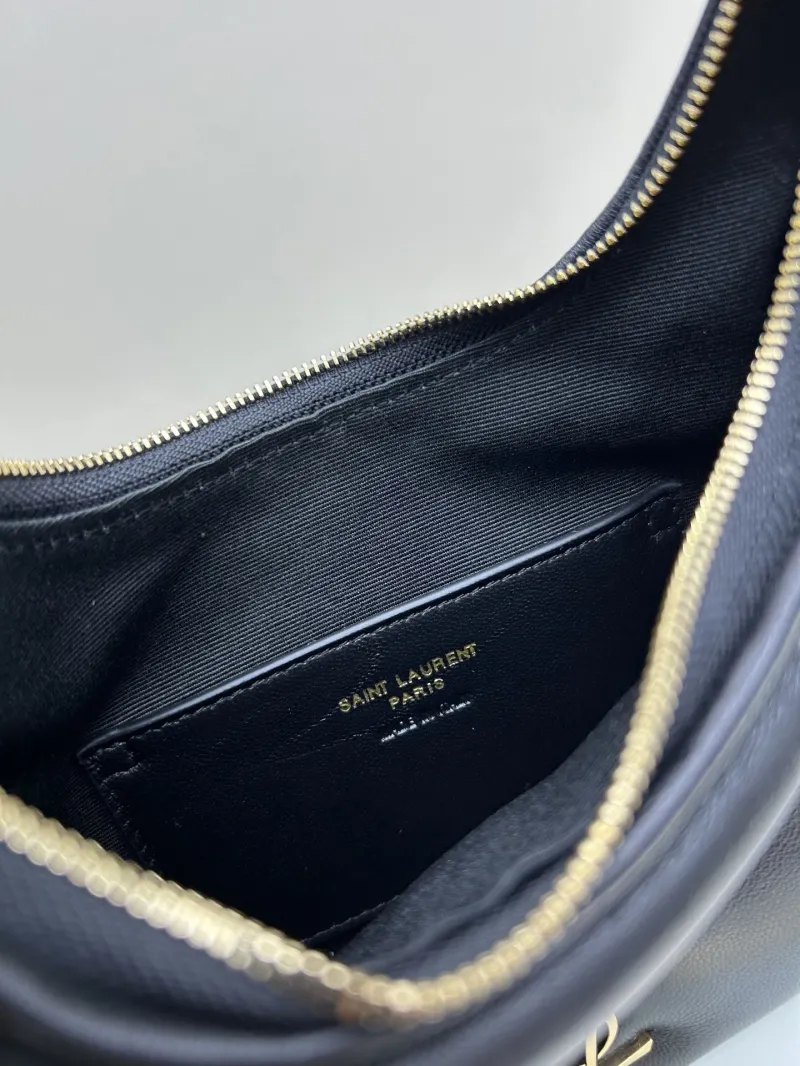 YSL Black Leather Hobo Shoulder Bag 454 - Image 9