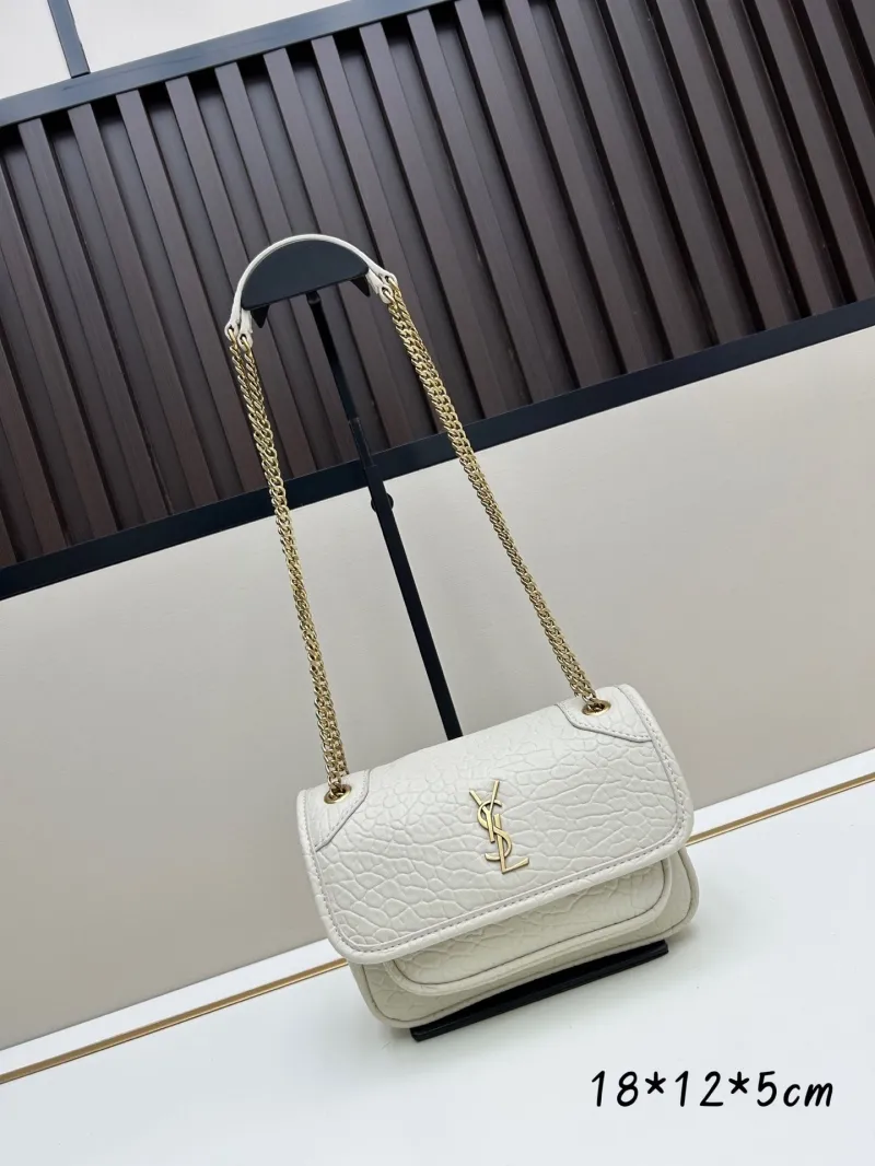 YSL Cream White Chain Shoulder Bag 455