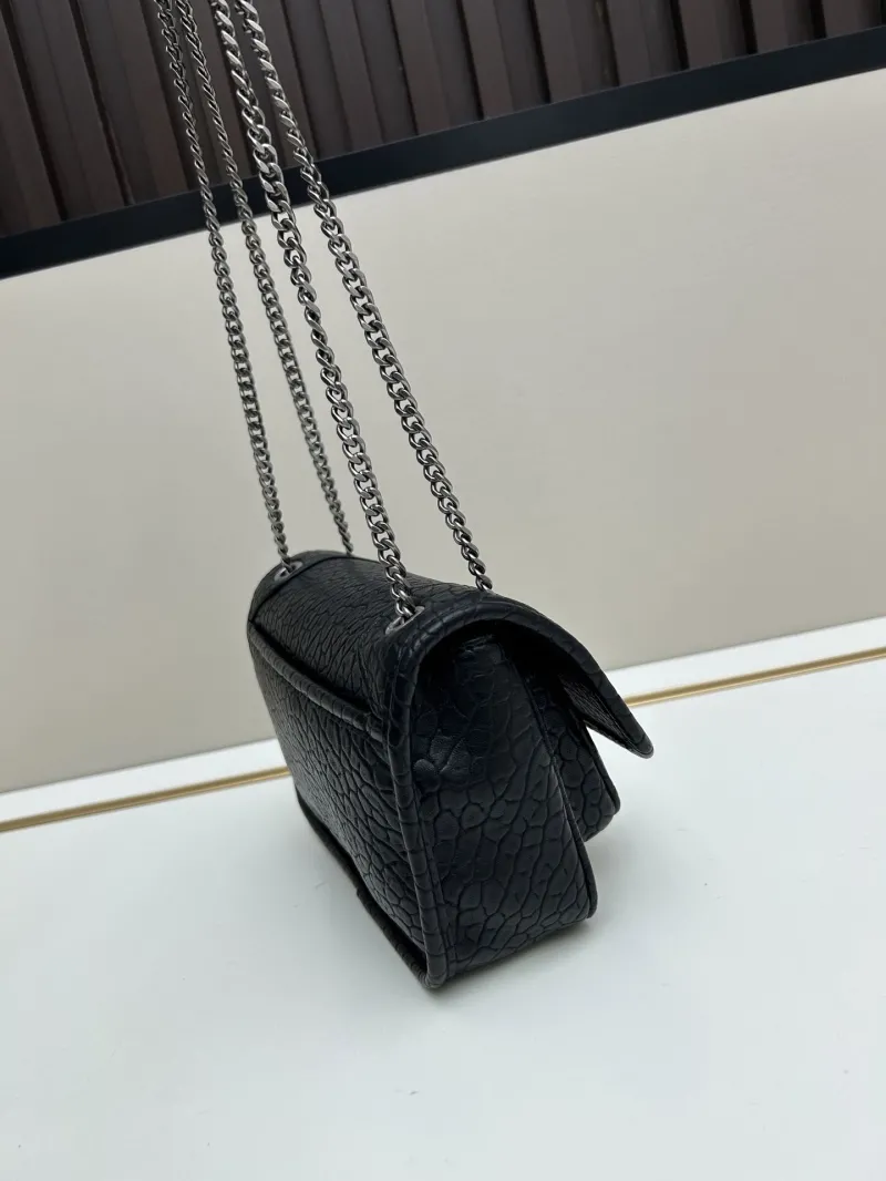 YSL Black Leather Chain Shoulder Bag 456 - Image 3