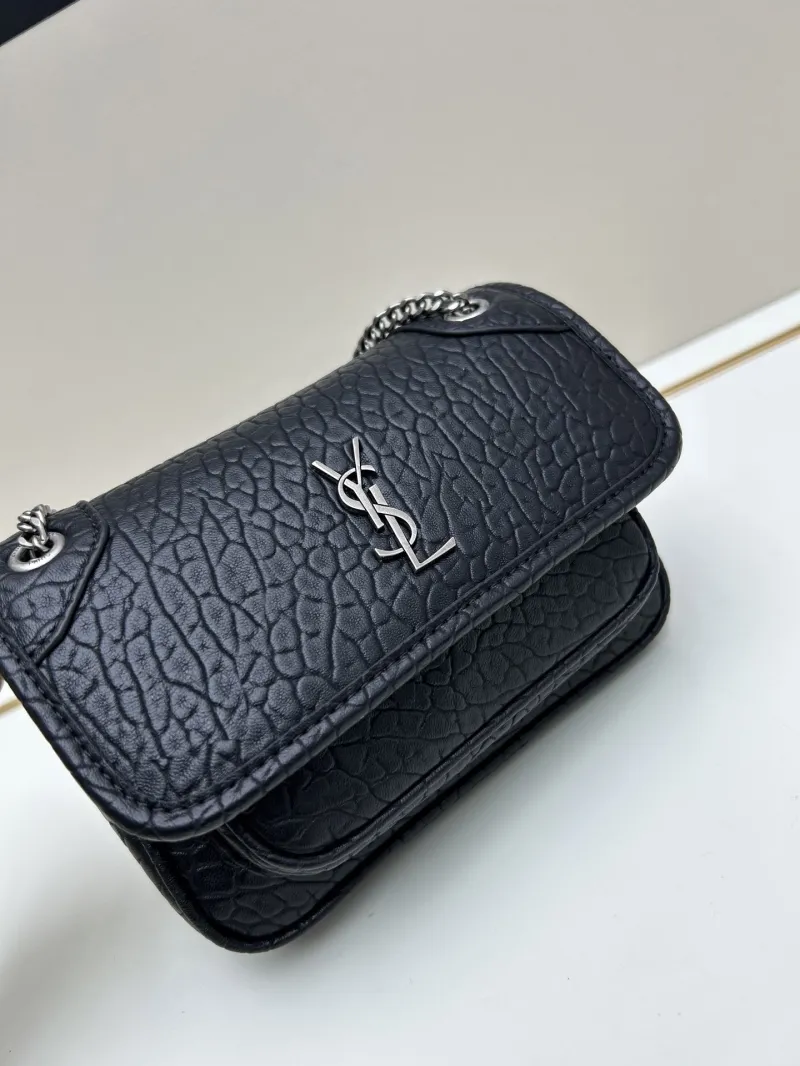 YSL Black Leather Chain Shoulder Bag 456 - Image 4