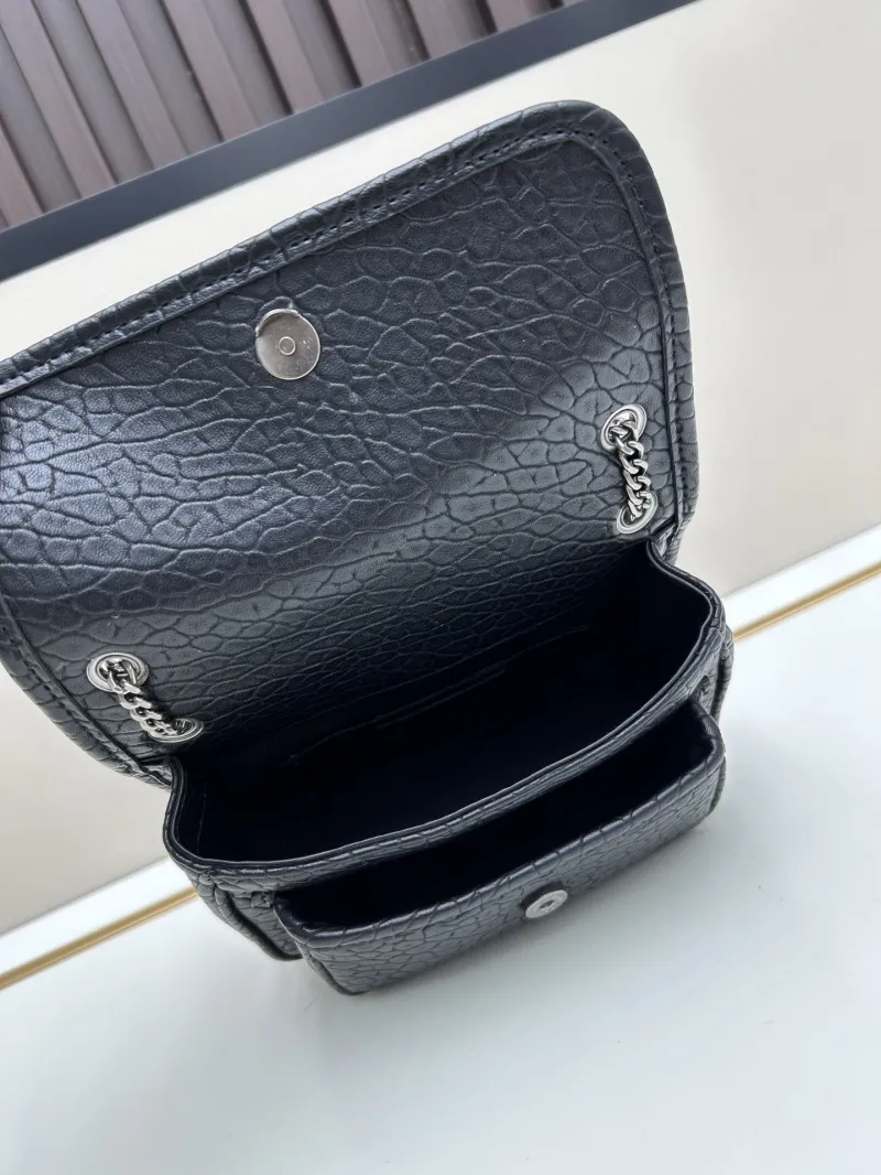 YSL Black Leather Chain Shoulder Bag 456 - Image 7