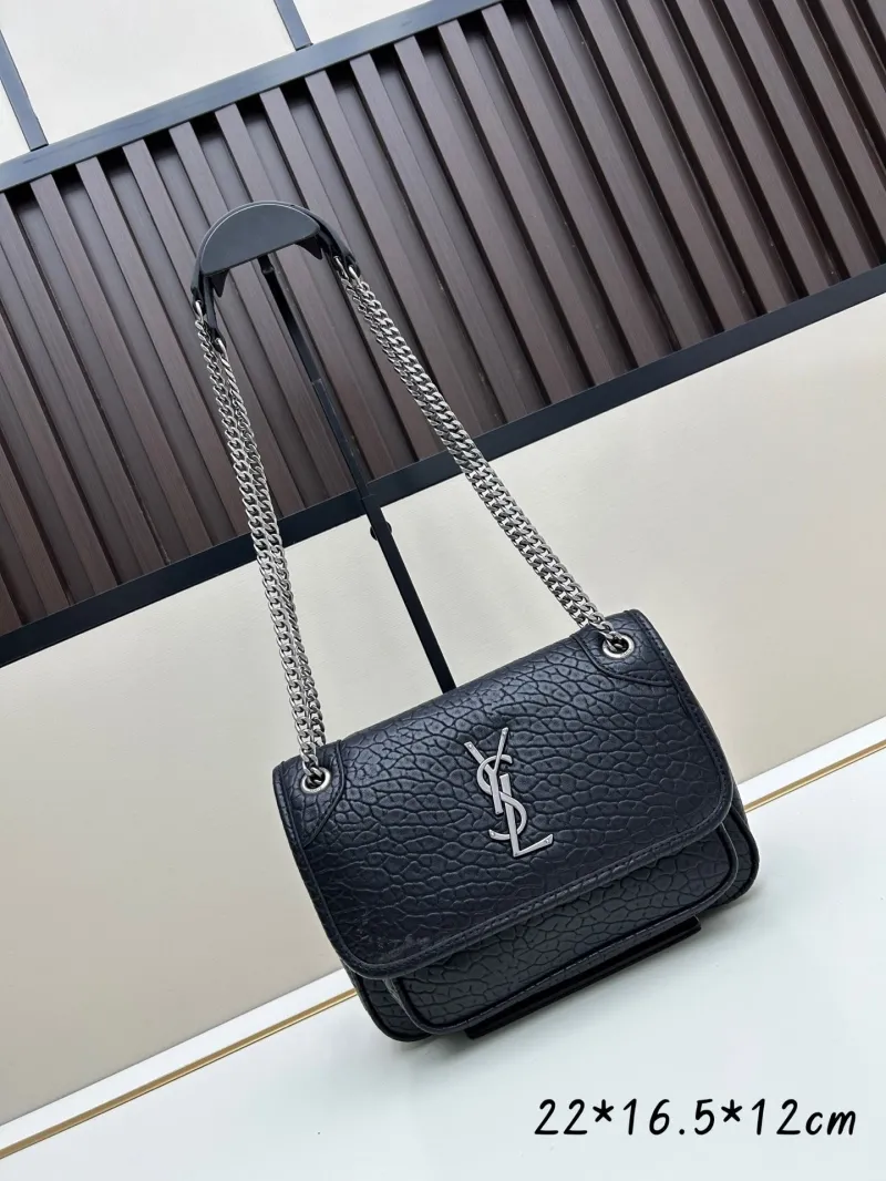 YSL Black Leather Chain Shoulder Bag 459
