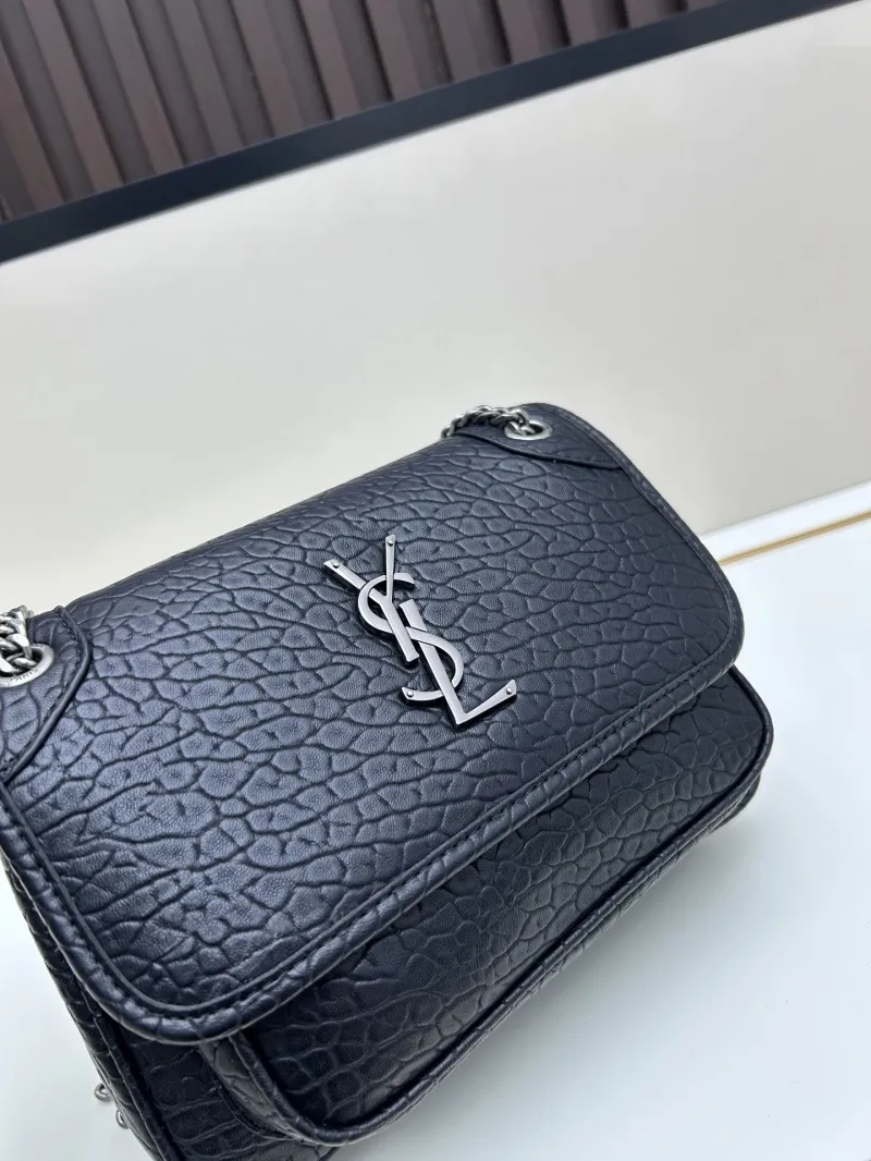 YSL Black Leather Chain Shoulder Bag 459 - Image 4