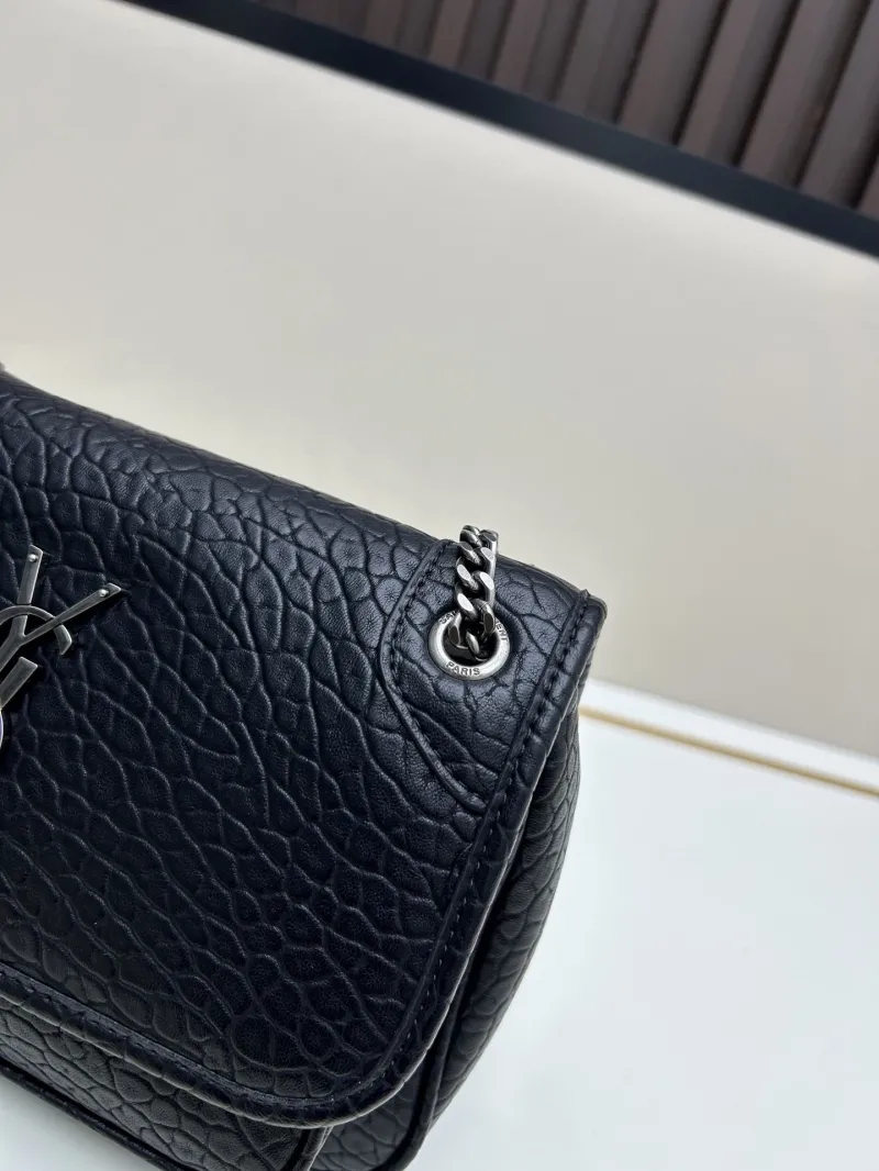 YSL Black Leather Chain Shoulder Bag 459 - Image 5
