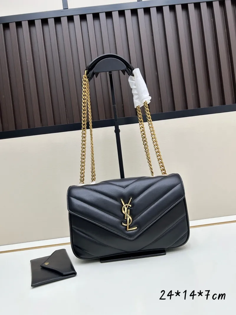YSL Black Top Handle Chain Shoulder Bag 468