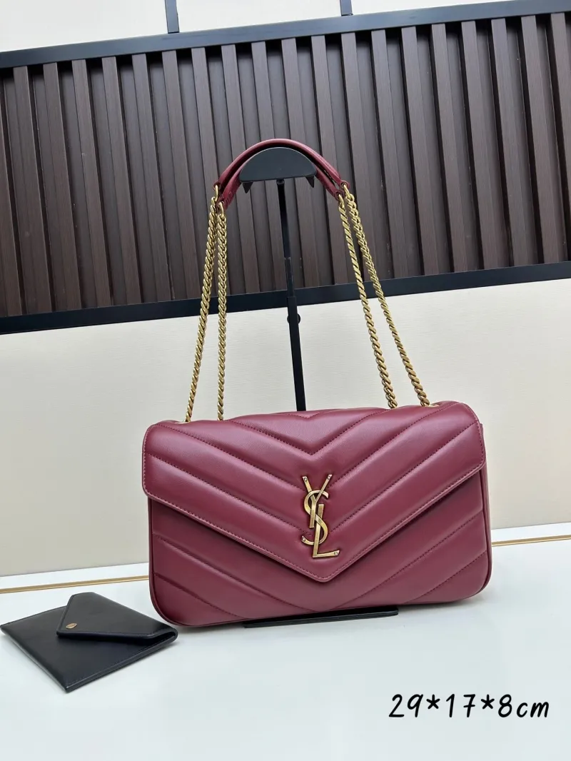 YSL Maroon Top Handle Shoulder Bag 469