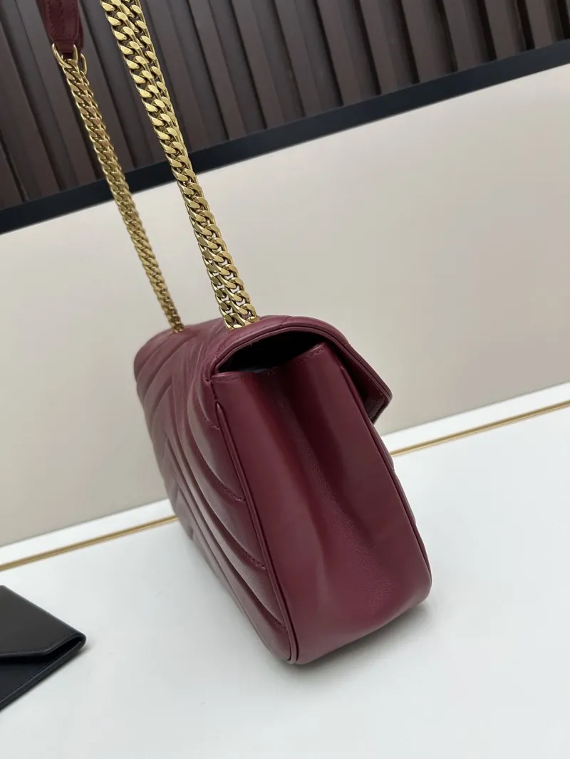 YSL Maroon Top Handle Shoulder Bag 469 - Image 3