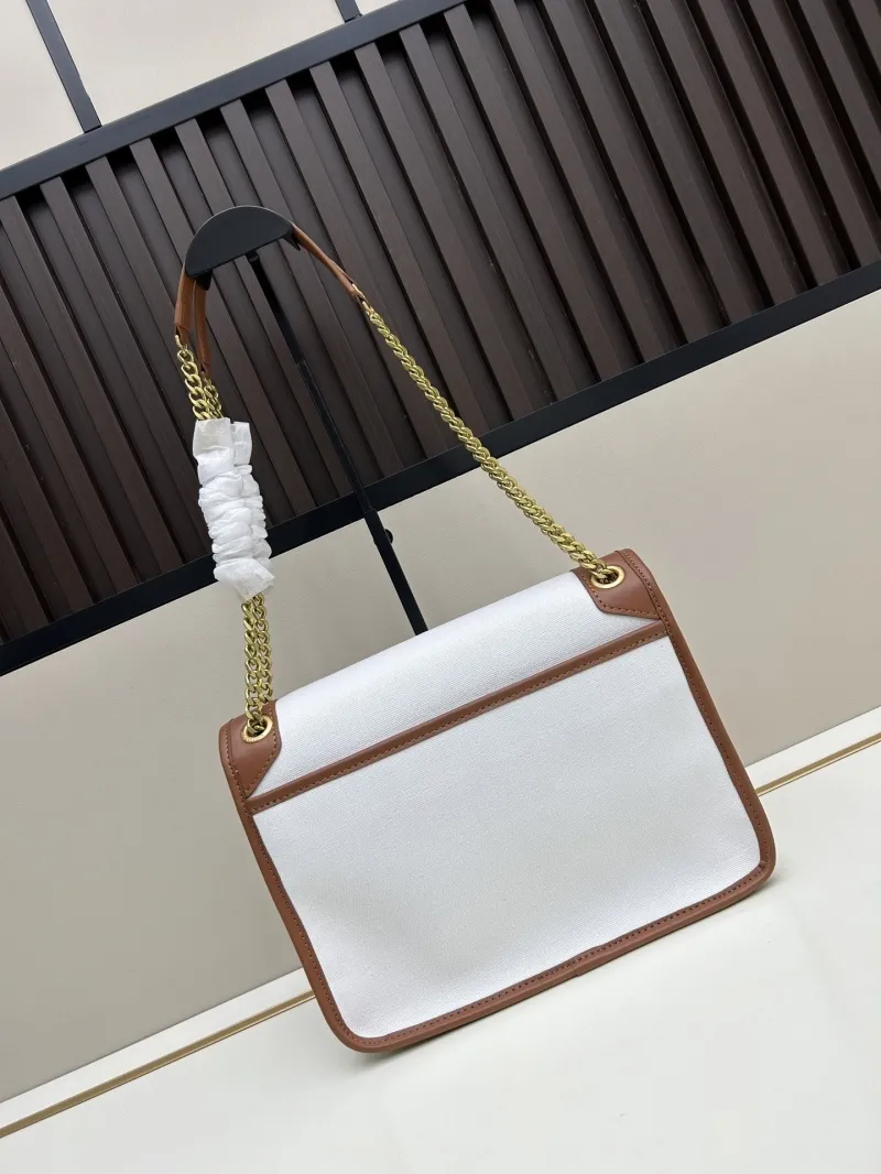 Alternative view of YSL White Brown Trim Shoulder Bag 476