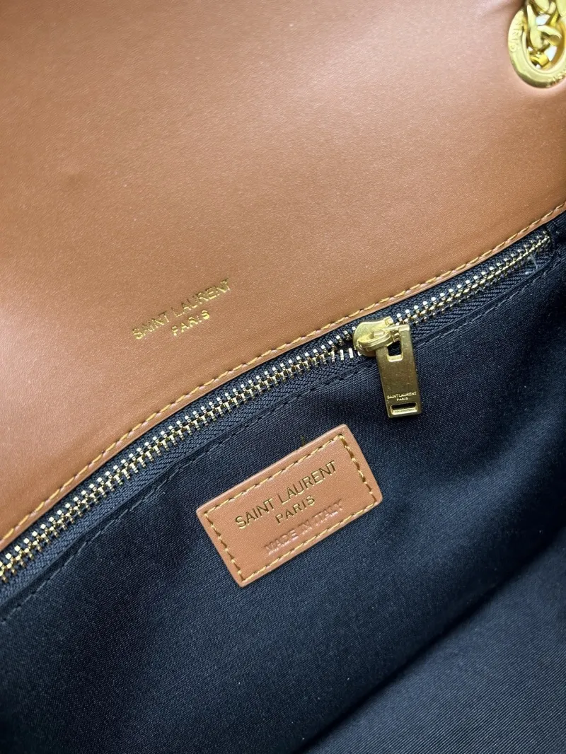 YSL White Brown Trim Shoulder Bag 476 - Image 8