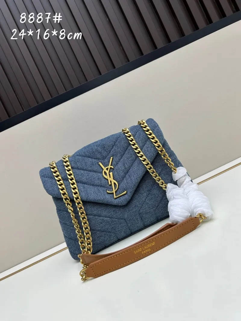 YSL Denim Blue Chain Shoulder Bag 8887