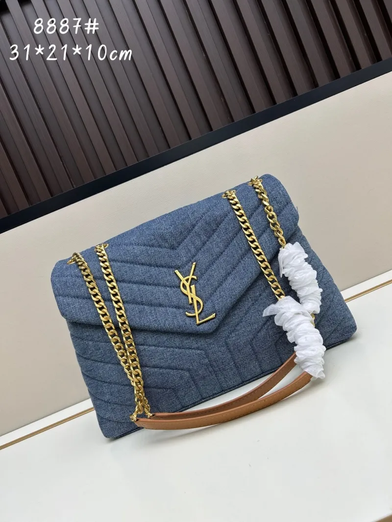 YSL Denim Blue Chain Shoulder Bag 8887