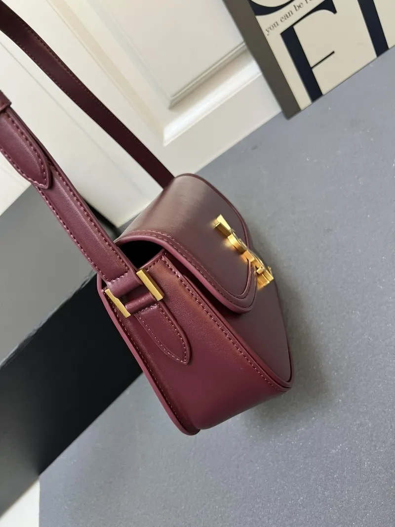 YSL Burgundy Leather Shoulder Bag Y1832330 - Image 3