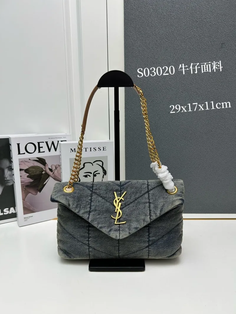 YSL Quilted Denim Shoulder Bag S03020