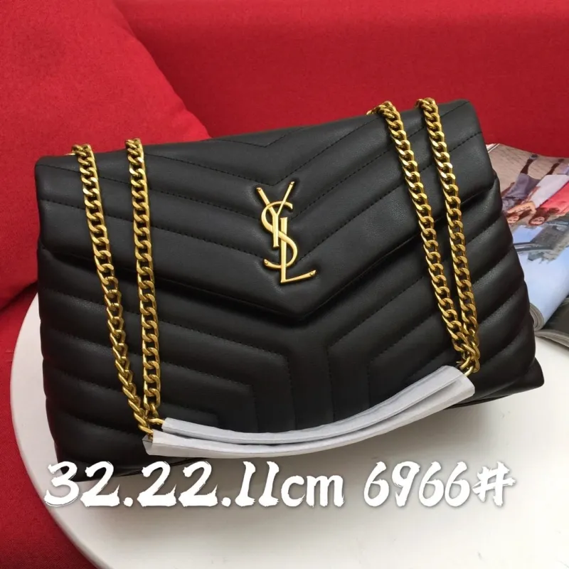 YSL Black Quilted Chain Shoulder Bag 6966