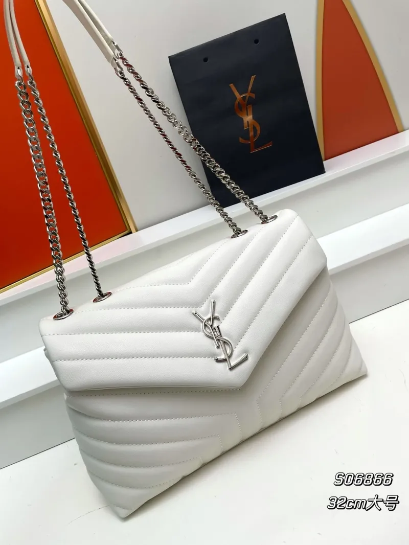 YSL White Large 32cm Top Handle Chain Bag S06866 - Image 3