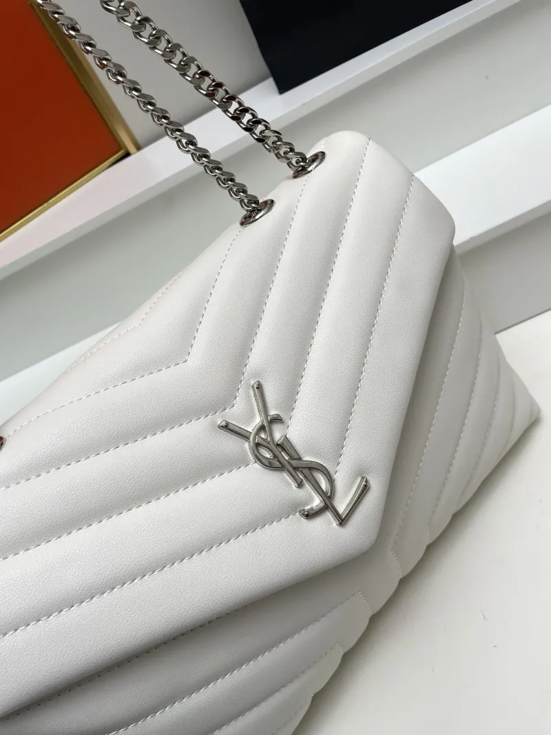 YSL White Large 32cm Top Handle Chain Bag S06866 - Image 9