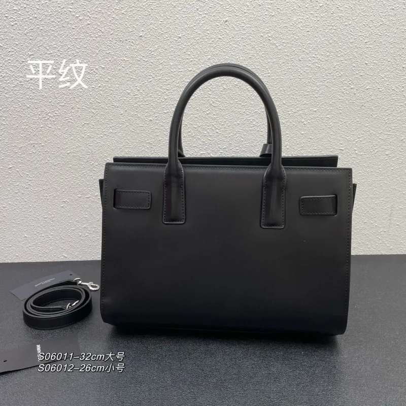 Saint Laurent Black Leather Top Handle Bag S06011 32cm - Image 3