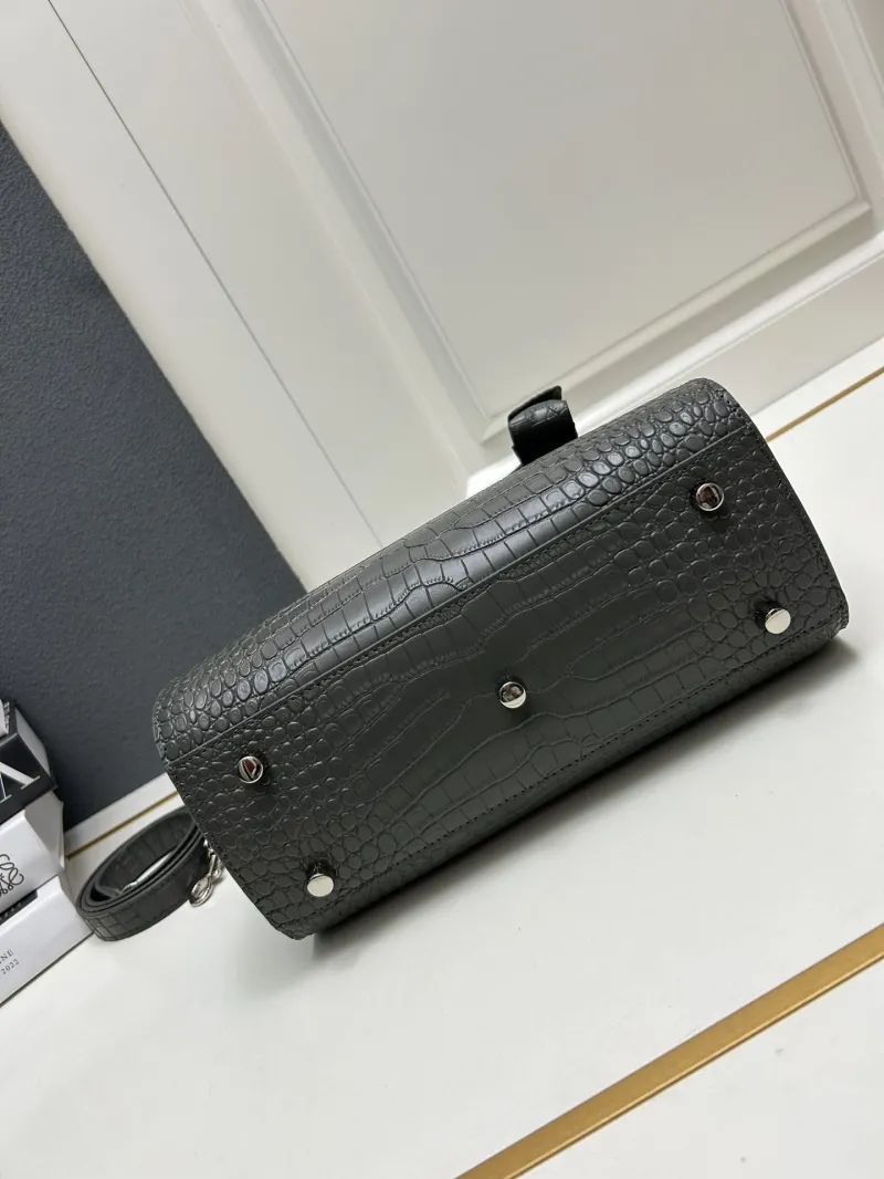 YSL Gray Crocodile Embossed Top Handle Bag 515 - Image 7