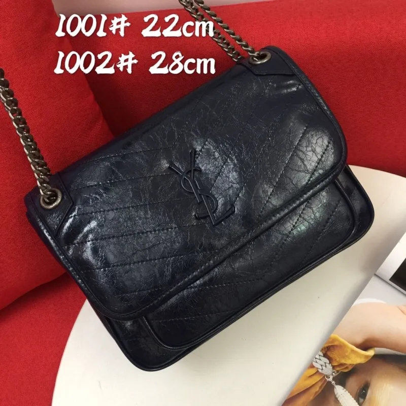 YSL Dark Blue Chain Shoulder Bag 1001 1002 22cm 28cm