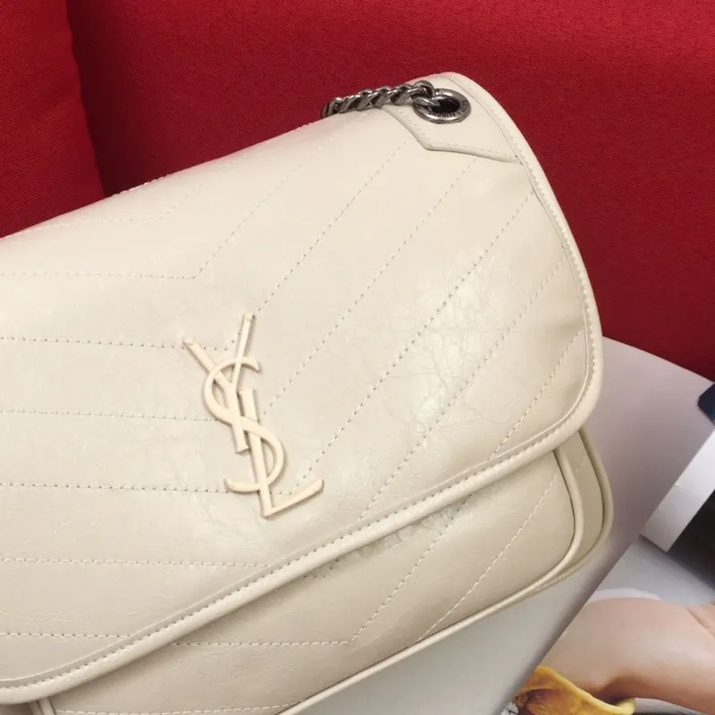 YSL Cream Leather Chain Shoulder Bag 22cm 28cm - Image 4