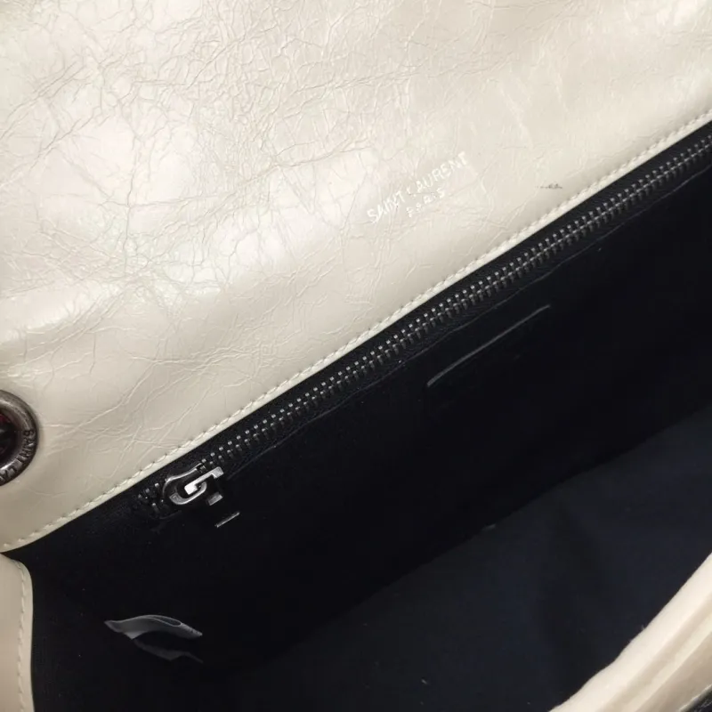 YSL Cream Leather Chain Shoulder Bag 22cm 28cm - Image 9