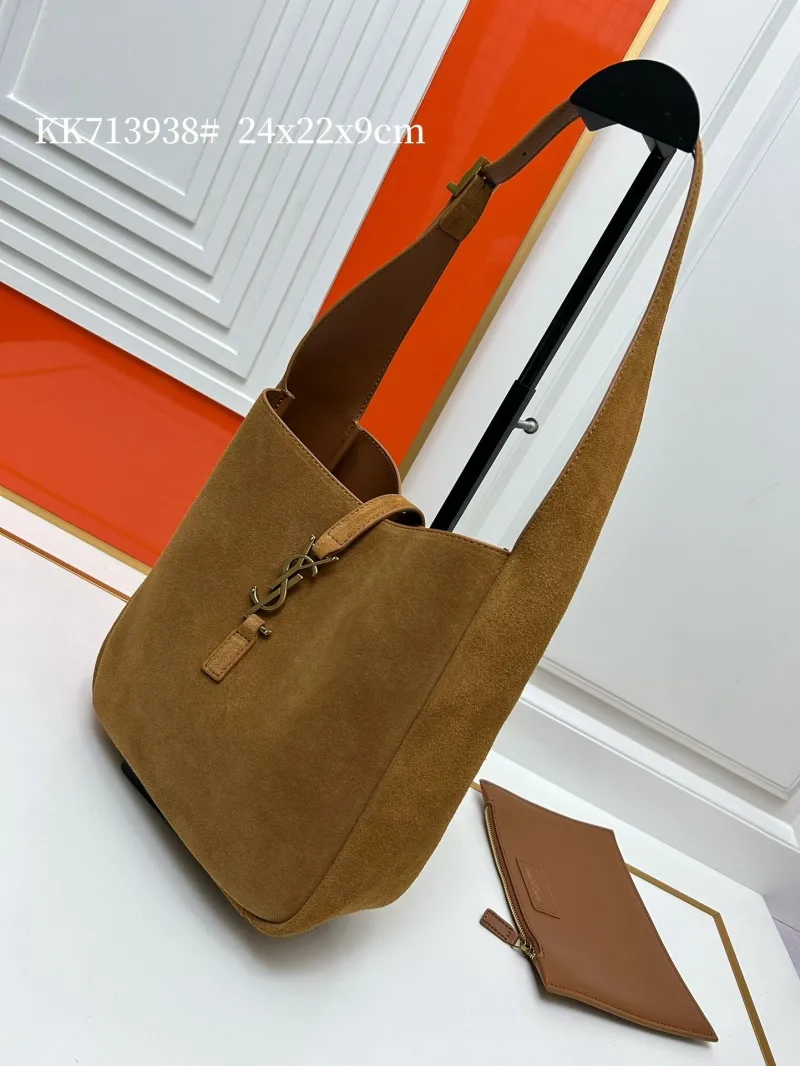 Alternative view of YSL Suede Hobo Shoulder Bag KK713938 Brown