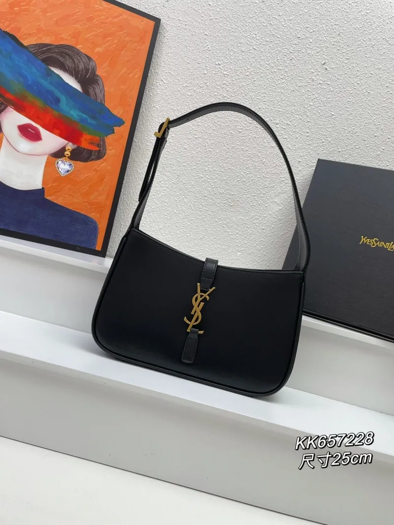 YSL Black Hobo Shoulder Bag KK657228 Size 25cm