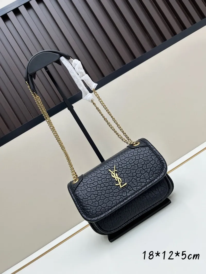 YSL Black Leather Chain Shoulder Bag 539