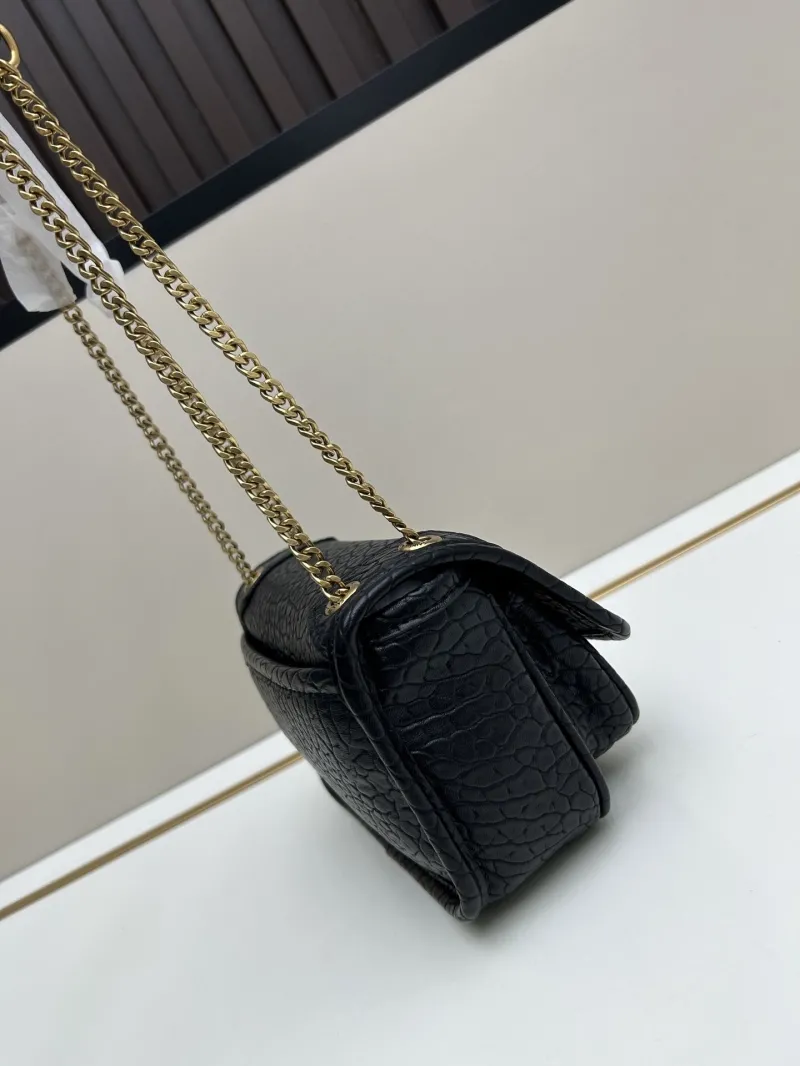 YSL Black Leather Chain Shoulder Bag 539 - Image 3