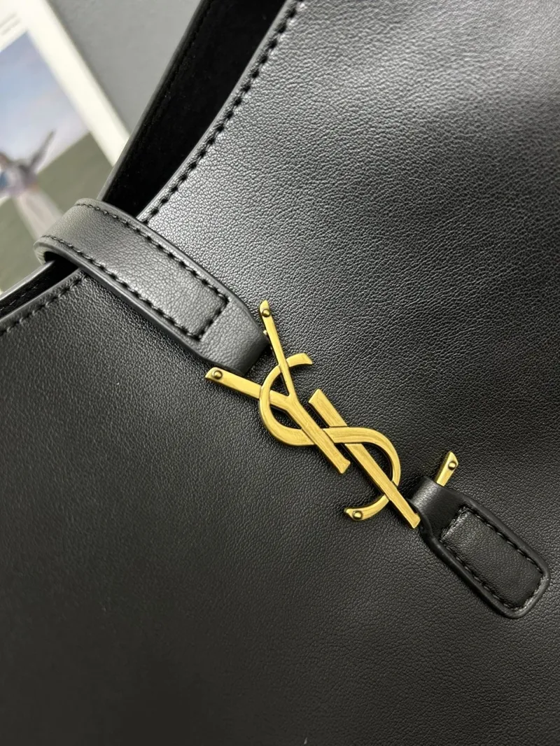 YSL Black Leather Hobo Shoulder Bag S08022 - Image 4