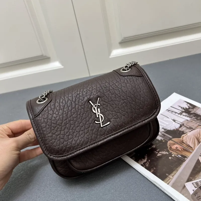 YSL Brown Leather Chain Shoulder Bag Z163360 - Image 3