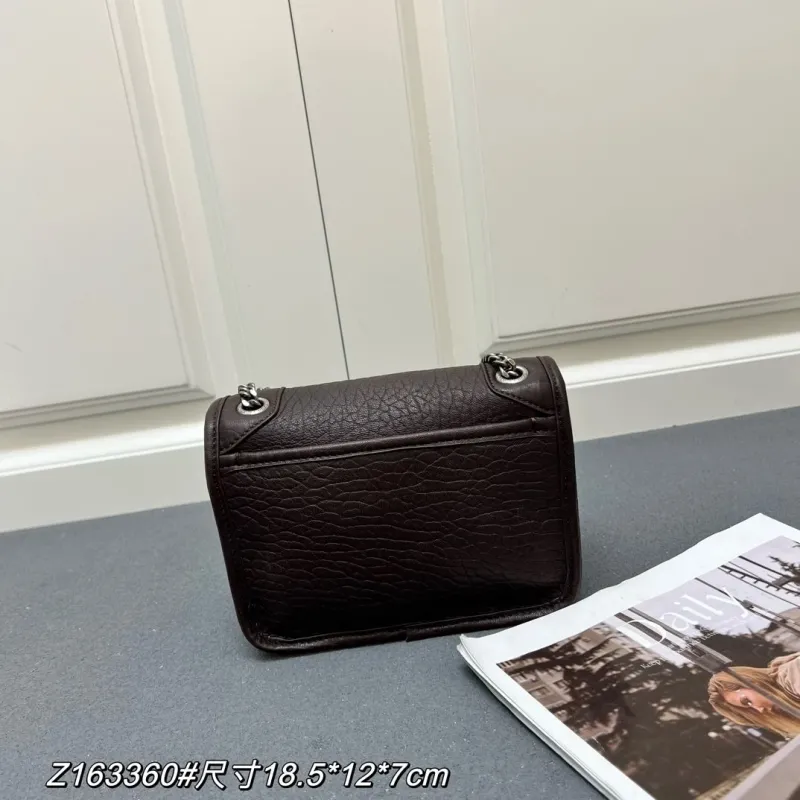 YSL Brown Leather Chain Shoulder Bag Z163360 - Image 4