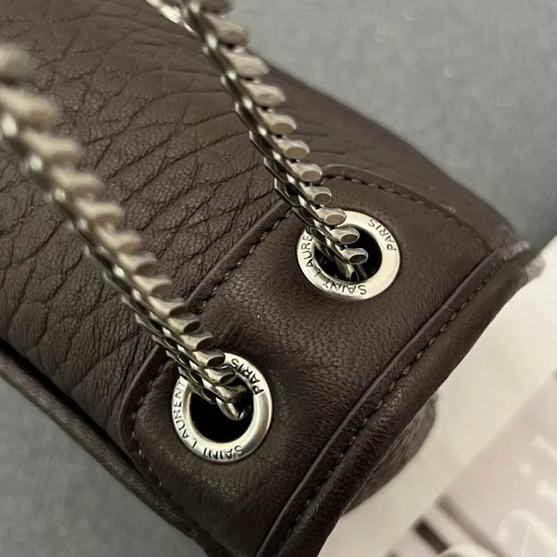 YSL Brown Leather Chain Shoulder Bag Z163360 - Image 7