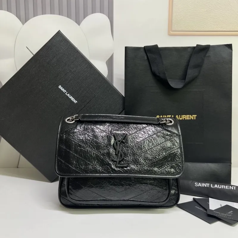 Saint Laurent Black Leather Top Handle Handbag 562