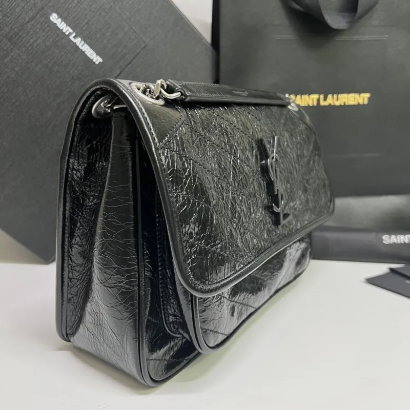 Saint Laurent Black Leather Top Handle Handbag 562 - Image 3