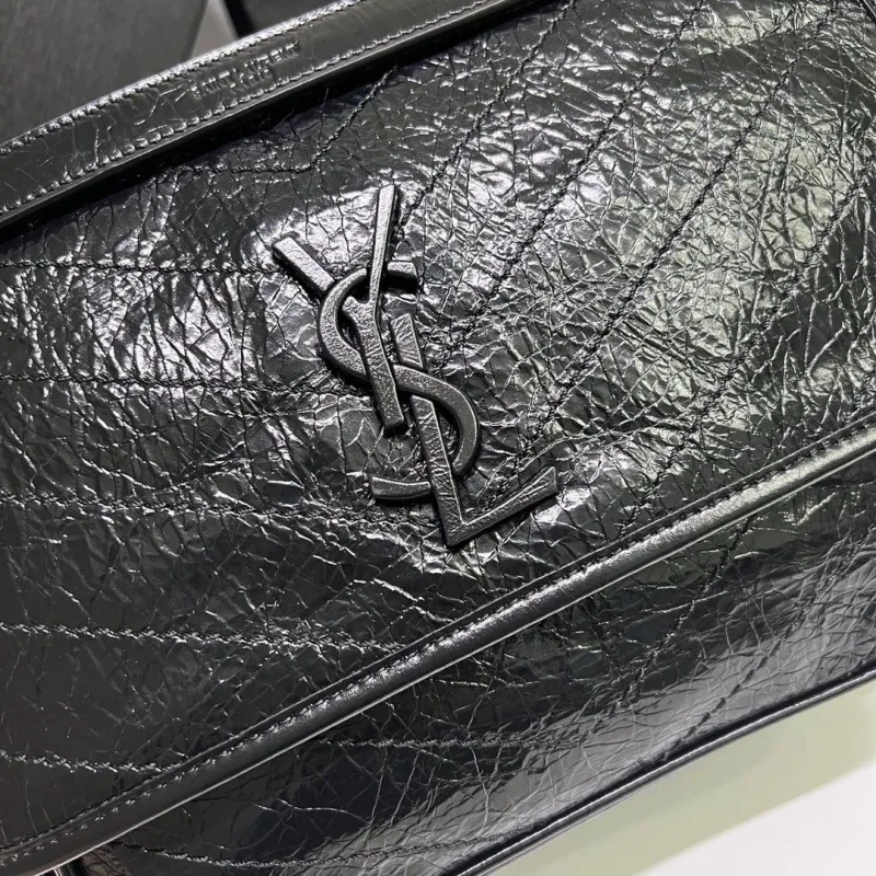 Saint Laurent Black Leather Top Handle Handbag 562 - Image 4