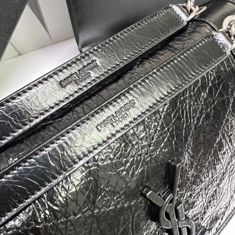 Saint Laurent Black Leather Top Handle Handbag 562 - Image 5
